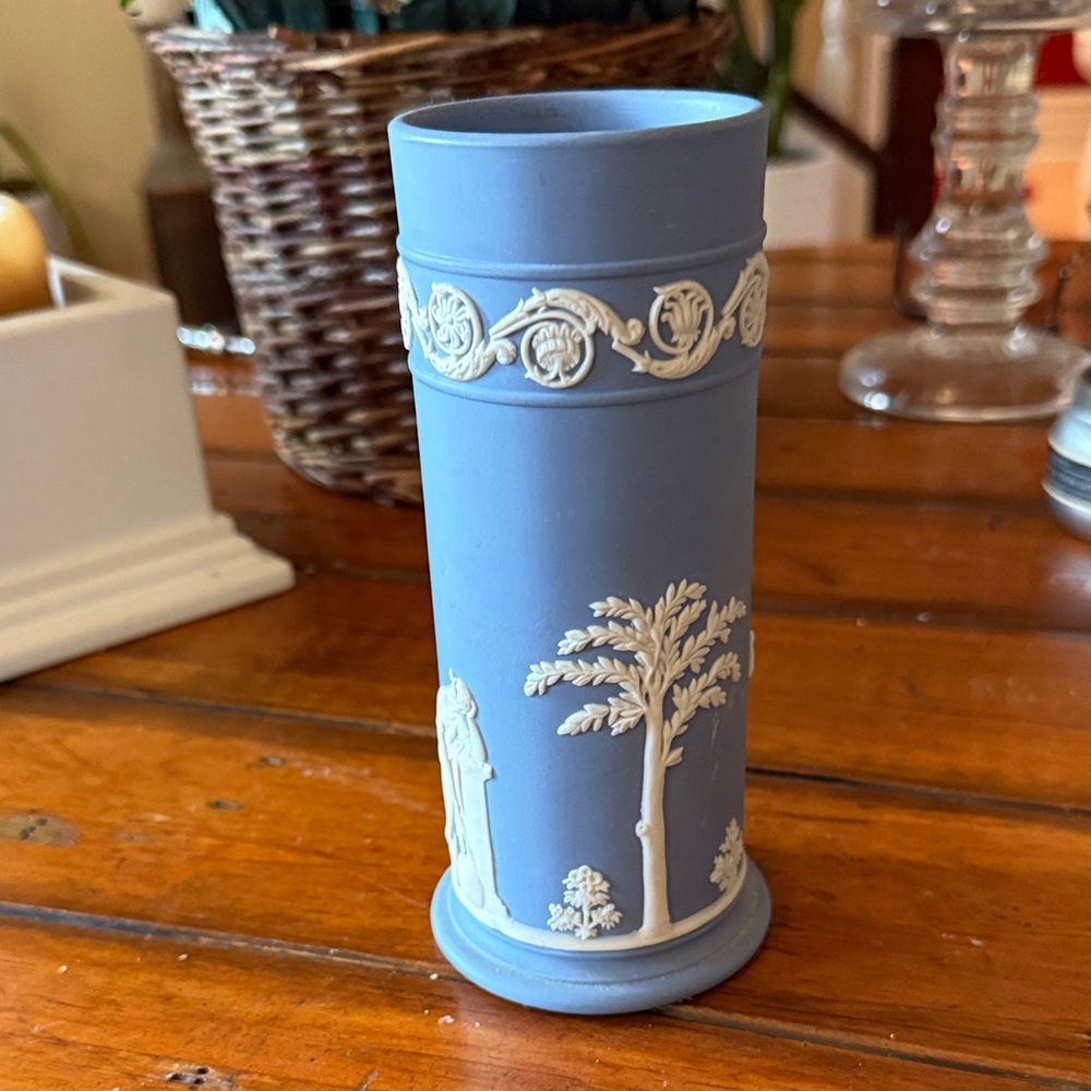 Elegant Blue and White Wedgewood vase